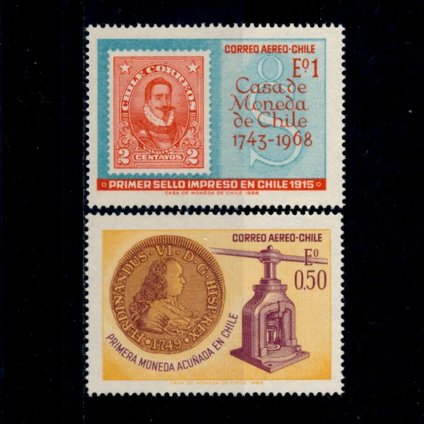 CHILE(ĥ)-#C288~9(2)-FIRST COIN MINRED IN CHILE AND COIN PRESS, CHILE NO. 128(ĥ  )-1968.12.31