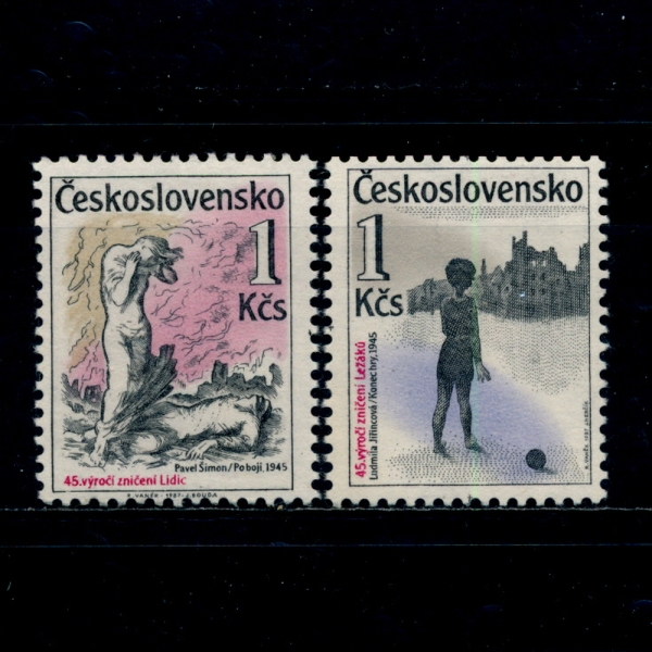 CZECHOSLOVAKIA(ü)-#2661~2(2)-DESTRUCTION OF LIDICE AND LEZAKY, 45TH ANNIV.(ü л)-1987.6
