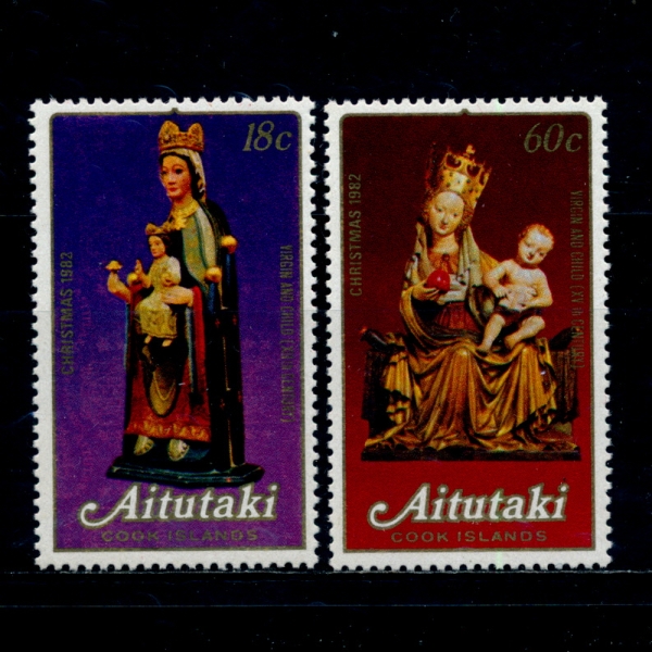 AITUTAKI(ŸŰ)-#A60(2)-MADONNA AND CHILD SCULPTURES, 12TH~15TH CENT.( Ʊ)-1982.12.10