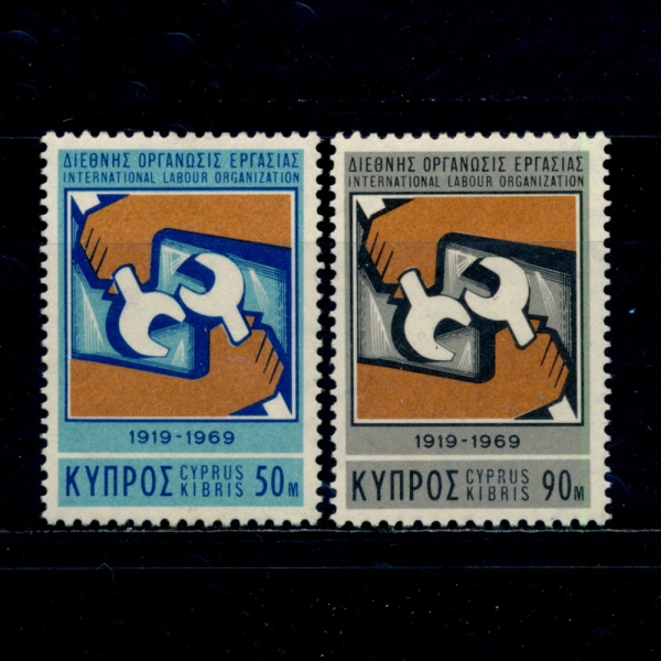 CYPRUS(Űν)-#322~3(2)-ILO, 50TH ANNIV.( 뵿ⱸ)-1969.3.3