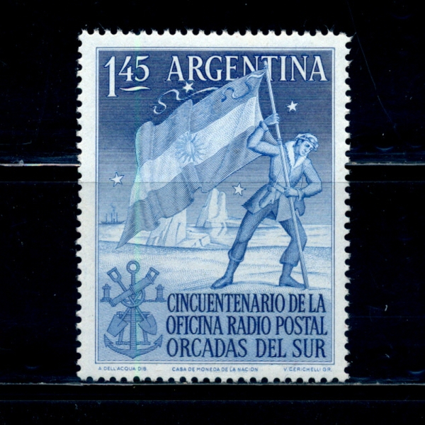 ARGENTINA(ƸƼ)-#621-1.45p-PLANTING ARGENTINA FLAG IN THE ANTARCTIC(ƸƼ  )-1954.1.20