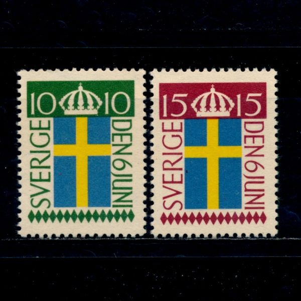 SWEDEN()-#477~8(2)-CROWN AND FLAG(հ,)-1955.6.6