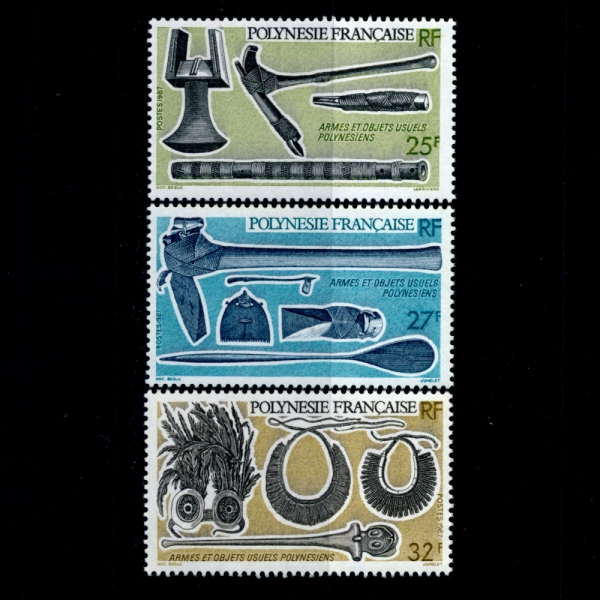 FRENCH POLYNESIA( ׽þ)-#468~70(3)-ANCIENT WEAPOONS AND TOOLS( ,)-1987.10.14