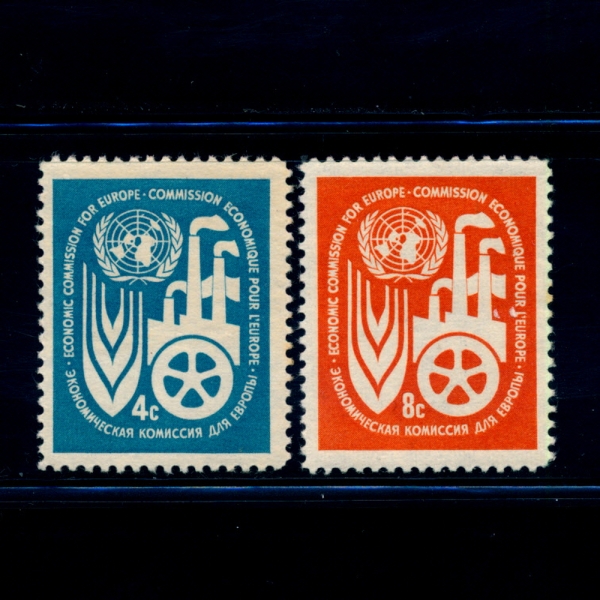 UNITED NATIONS,OFFICES IN NEW YORK( -)-#71~2(2)-UN EMBLEM AND SYMBOLS OF AGRICULTURE, INDUSTRY AND TRADE(,  ¡)-1959.5.18