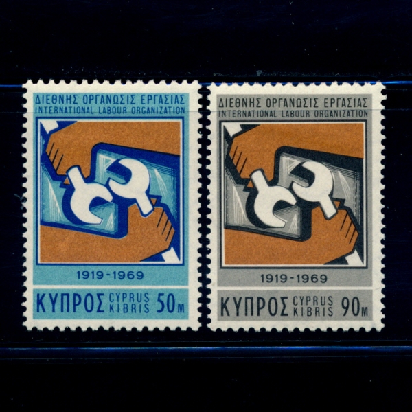 CYPRUS(Űν)-#322~3(2)-ILO, 50TH ANNIV.(뵿ⱸ 50ֳ)-1969.3.3