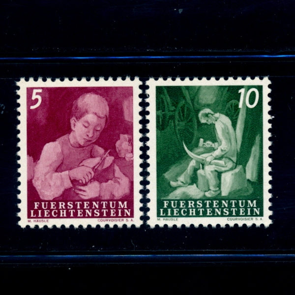 LIECHTENSTEIN(ٽŸ)-#247~8(2)-BOY CUTTING BREAD AND LABORER( ڸ ҳ,뵿)-1951.5.3
