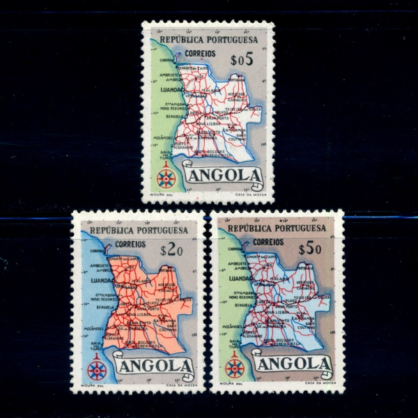 ANGOLA(Ӱ)-#386~8(3)-MAP OF ANGOLA(Ӱ )-1955.8