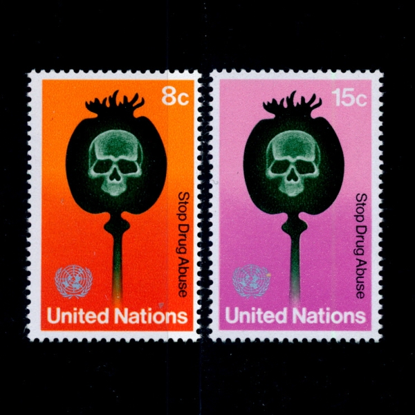UNITED NATIONS,OFFICES IN NEW YORK( -)-#236~7(2)-POPPY CAPSULE AND SKULL(ͺ ¤,ΰ)-1973.4.13
